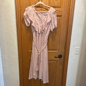 Polka Dot Ruffle Dress in Pink
